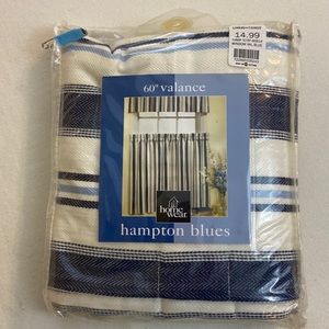 Hampton Blues striped 60” window valance